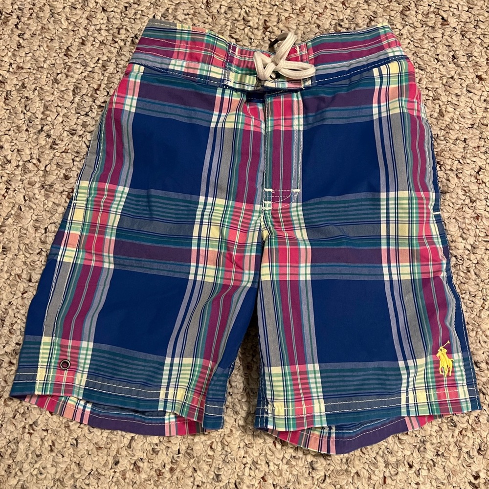 Polo Ralph Lauren boys plaid bathing suit. Size 5.